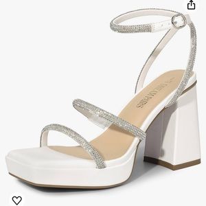 Dream pairs white embellished block heels